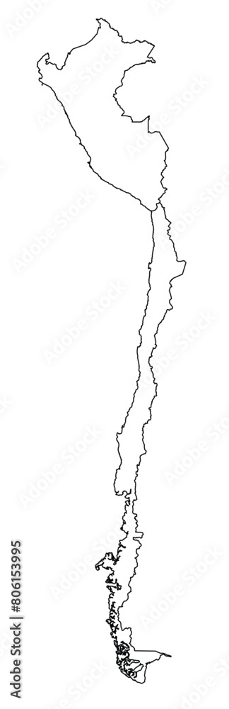 Outline of the map of Peru, Chile