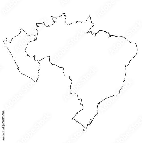 Outline of the map of Brazil  Peru