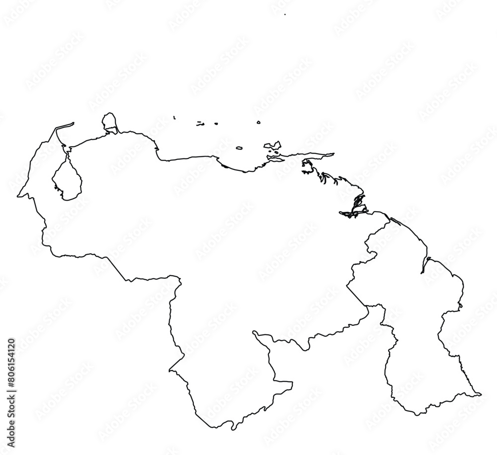 Outline of the map of Venezuela,Guyana