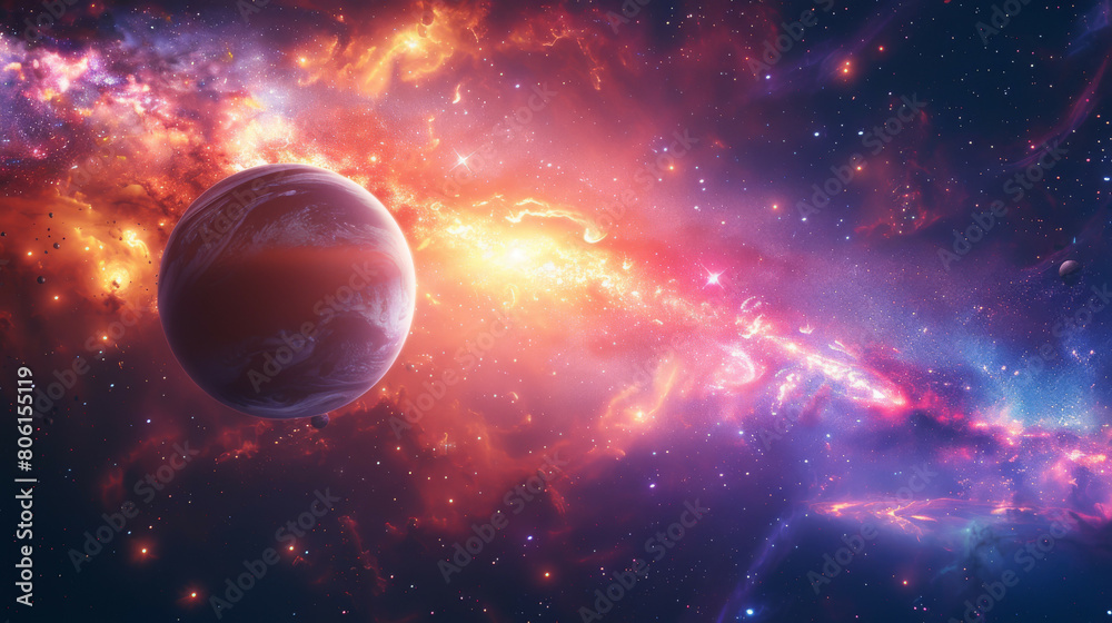 Obraz premium Vibrant Cosmos Colorful Galaxy Splendor