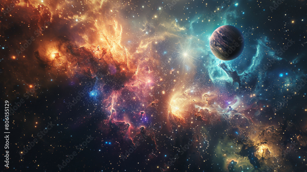 Vibrant Cosmos Colorful Galaxy Splendor