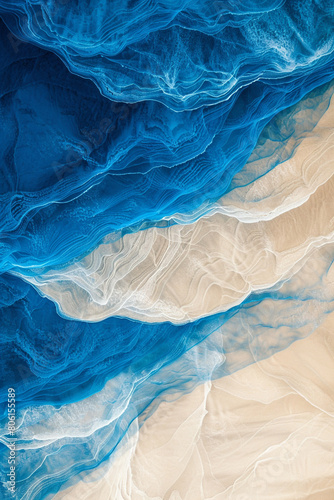 Wallpaper Mural A calming fusion of ocean blue and sandy beige waves, intertwining in a peaceful dance that mirrors the serene motion of the seaside. Torontodigital.ca