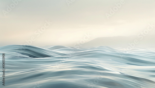 A calming scene of soft grey and pastel blue waves gently colliding, evoking the soothing presence of a misty morning sky.