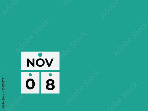 November  8 calendar reminder. 8 November  daily calendar icon template. Calendar 8 November  icon Design template. Vector illustration
