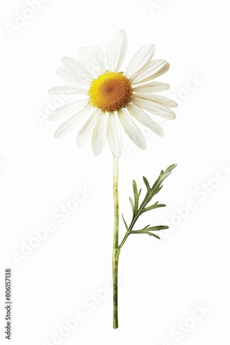 A single daisy transformed into a fractal masterpiece with watercolor tones and detailed clipart styling