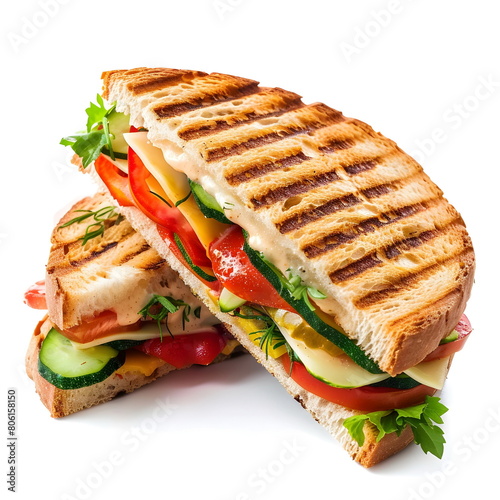 Grilled Cheese Sandwich Fresh Vegetables Herbs Crisp Bread Gourmet Snack Lunch
