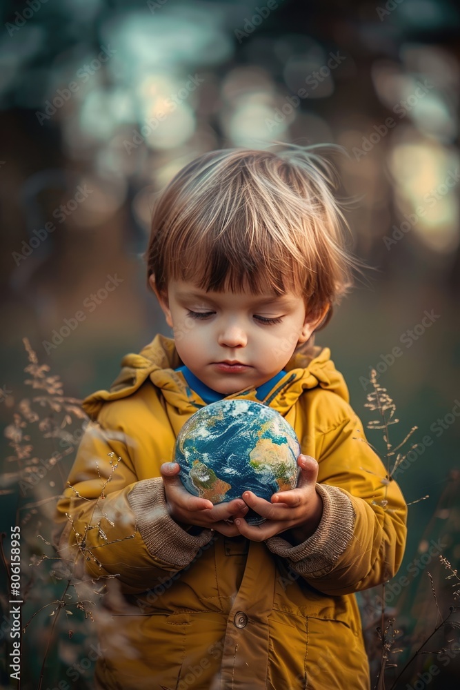 a small child holds a globe in his hands a small child holds a globe in his hands