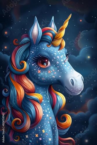 Geometric Unicorn, A unicorn composed of colorful geometric shapes photo