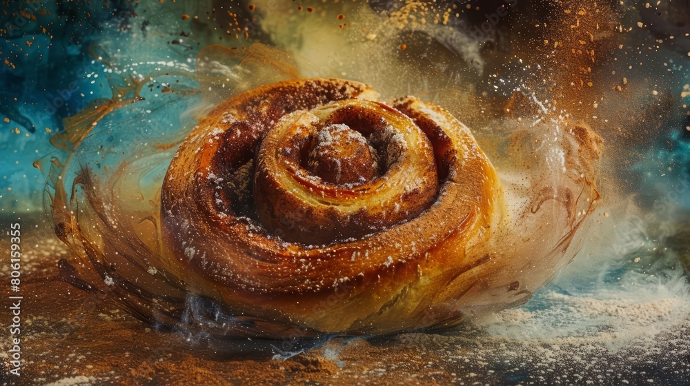 Obraz premium Experience the cozy atmosphere of a local bakery as the scent of cinnamon rolls fills the air