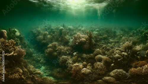 Underwater Serenity  Sunlight Filtering Through a Lush Coral Reef