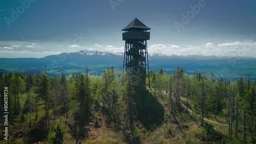 Viewing tower on Luban with a view of the Tatra Mountains - Kluszkowce, Western Beskids, Poland photo