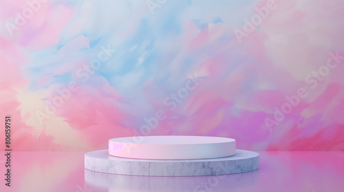 beauty, performance, stage, podium, stand, fashion, luxury, texture, background, a lot of super saturated color powder shot into the air, simulation, 3D illustration