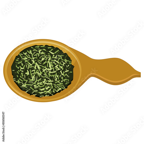茶さじと茶葉のアイコンのイラスト　ベクター