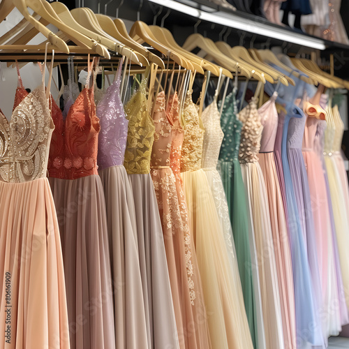 Diverse Array of Stylish Dresses on Display in a Trendy Fashion Retail Store