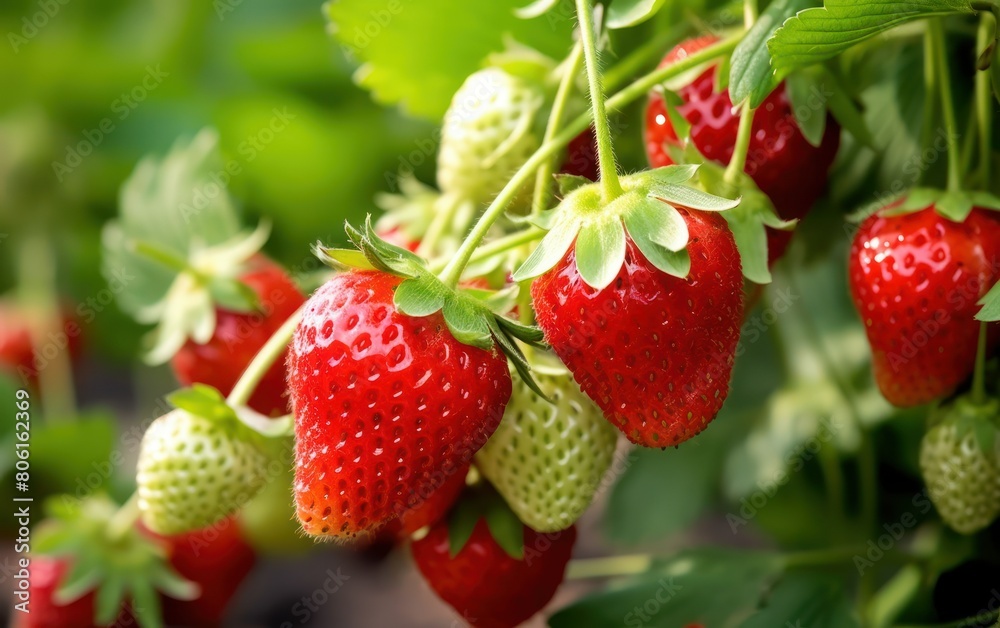 Fresh Strawberries Growing in Garden Fresh Strawberries Growing in Garden