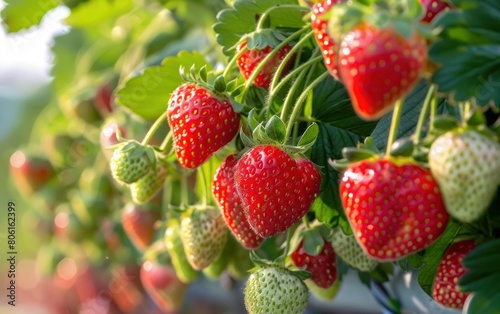Fresh Strawberries Growing on the Plant