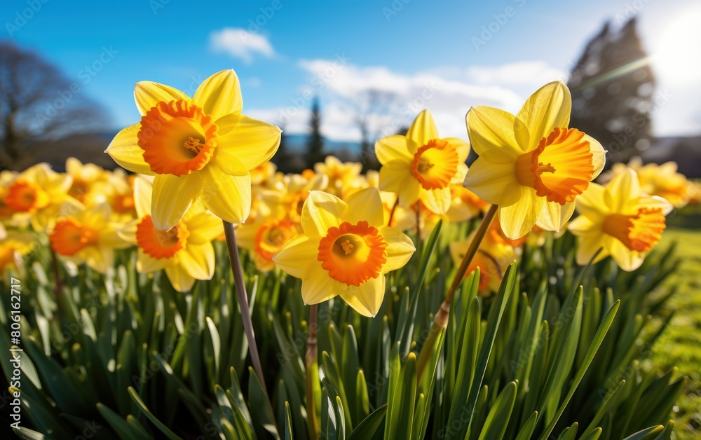 Vibrant Daffodils in Spring Sunlight