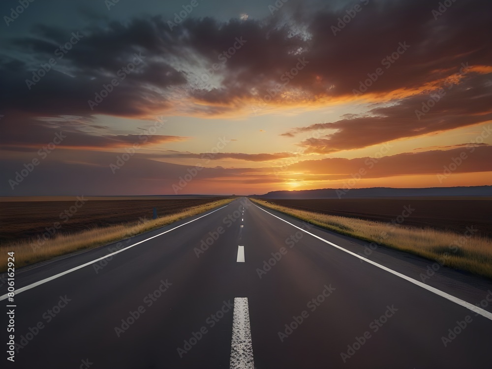 sunset on the road