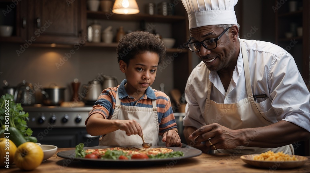 A boy learns the art of cooking from his beloved grandfather.