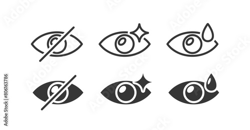 Collection Of Six Eye Icons Presented In Clean, Modern Designs. Vector Set Includes Signs With Visual Metaphors