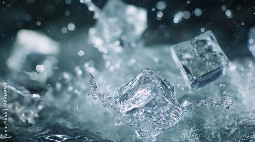 water cubes in white background with abstract water splashing backgorund water cubes in white background with abstract water splashing backgorund