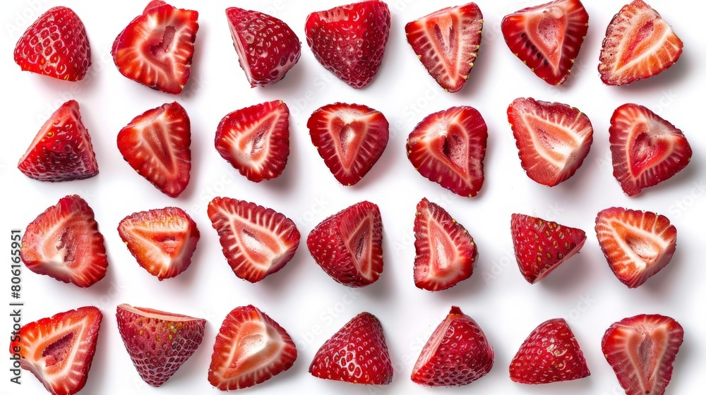 Halved Strawberries on White Surface Halved Strawberries on White Surface