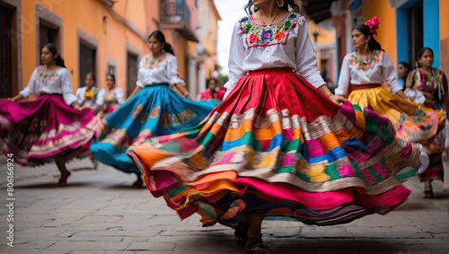 Multi Colored skirts fly during traditional Mexican © dasha122007