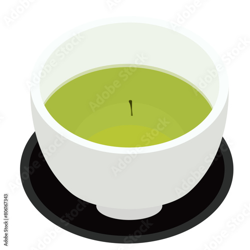 茶柱が立つ縁起の良いお茶のイラスト素材　ベクター