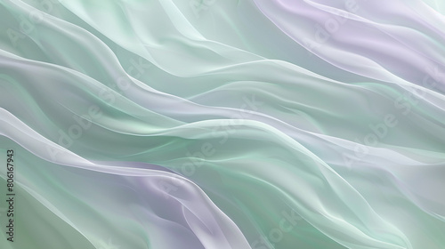 A serene and soothing interaction of mint green and soft purple waves, their gentle merging creating a tranquil visual that calms the soul.