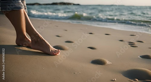 Close up of woman's feet on the beach. photo