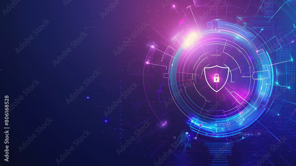 Fototapeta premium digital security and safety lock illustration, information protection in cyberspace concept, technology and internet privacy concept