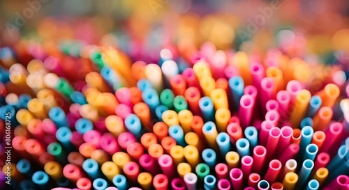 Colorful plastic straws. photo