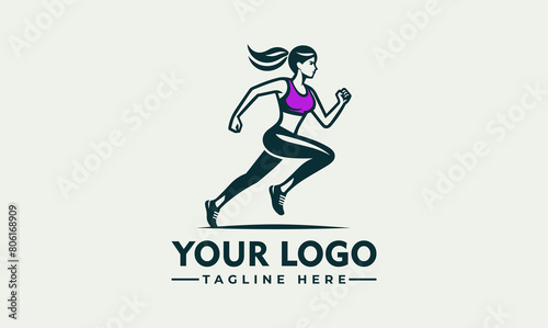 girl run vector  running woman logo  side view. Abstract isolated vector silhouette. Sprint. Athletics