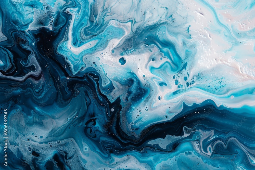 Abstract liquid blue marble texture pattern background. Wallpaper