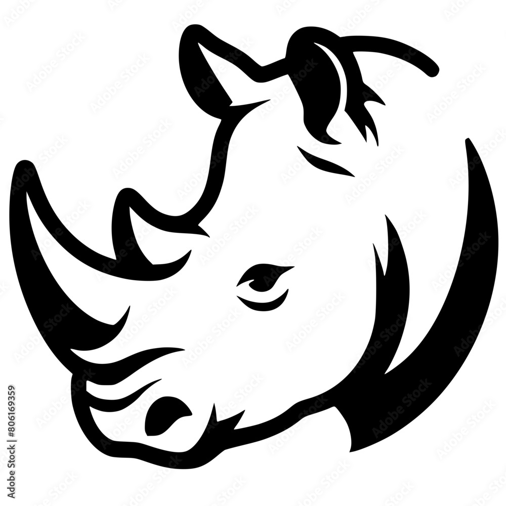The silhouette of a rhino's head is simple and elegant The silhouette of a rhino's head is simple and elegant