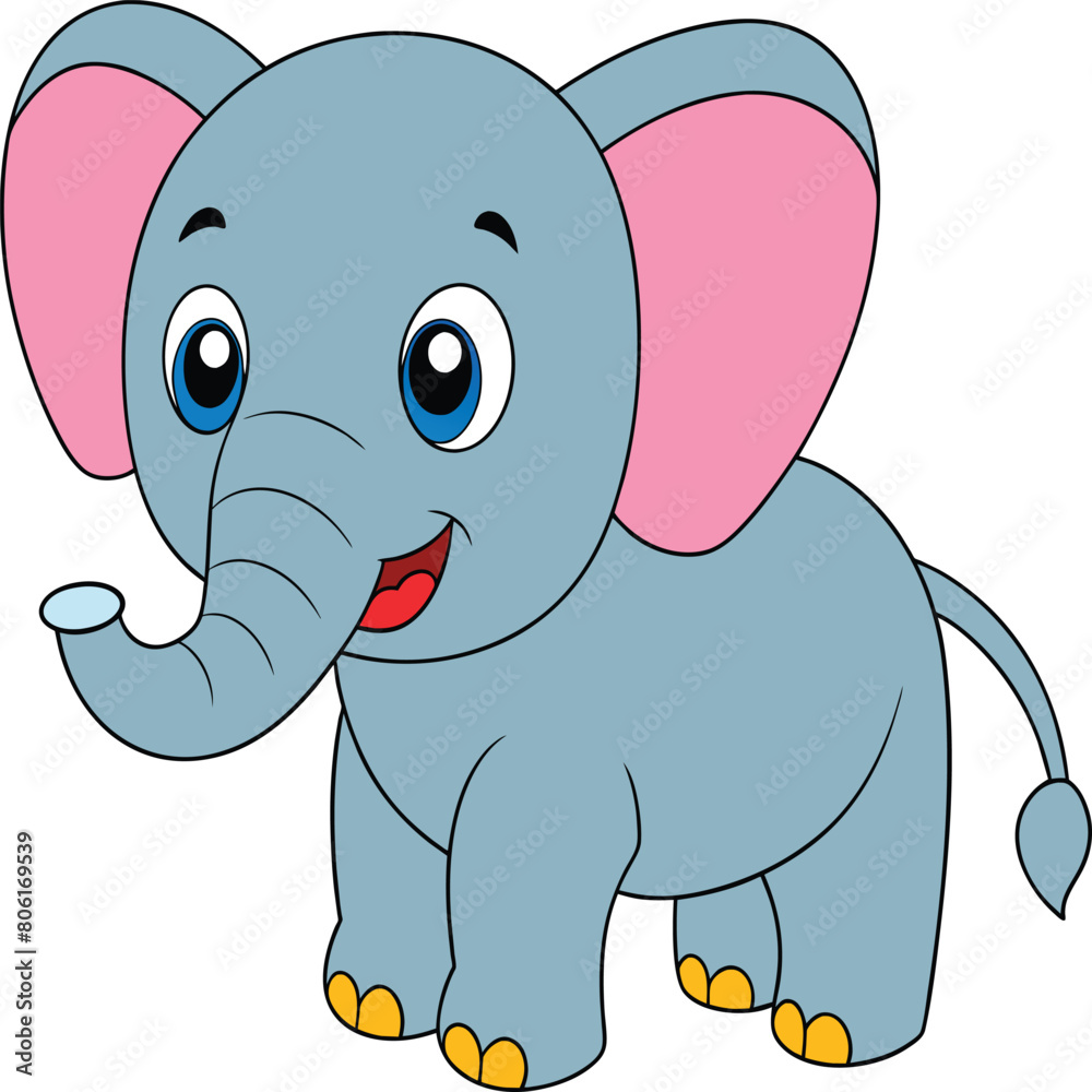 Obraz premium Kawaii Elephant vector Illustration