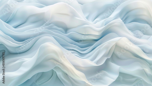 A tranquil and soothing interaction of pale blue and creamy white waves, flowing together in a gentle manner that suggests the quiet calm of a snowy day. photo