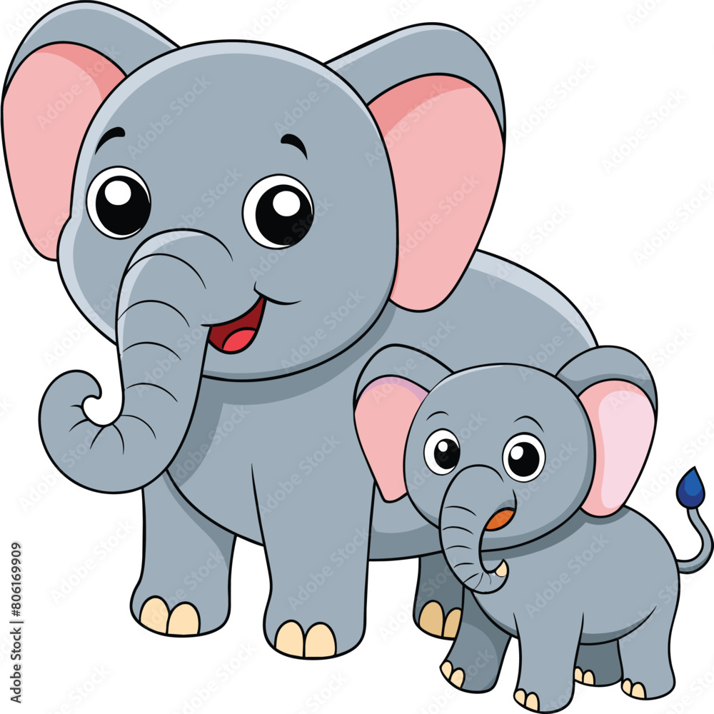 Fototapeta premium Kawaii Elephant vector Illustration