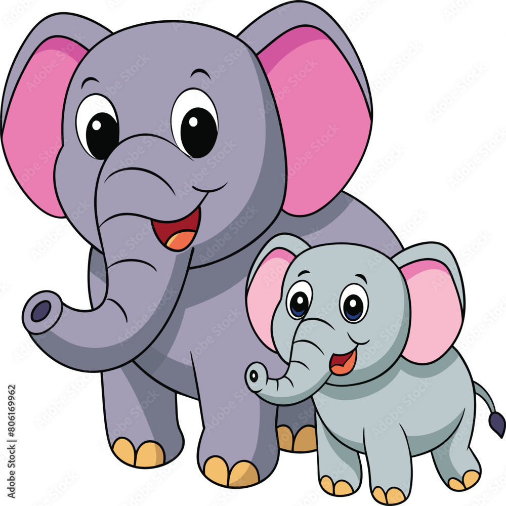 Fototapeta premium Kawaii Elephant vector Illustration