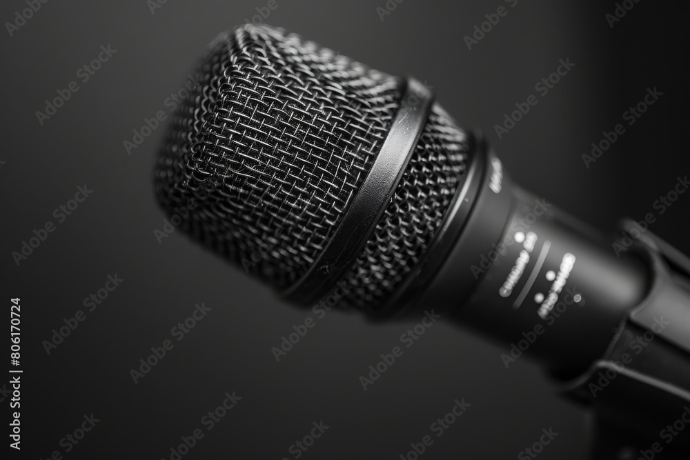 Close-up of a condenser microphone against a gradient backdrop, evoking a sense of creative expression in music and podcasting, concept of sound engineering and performance. Close-up of a condenser microphone against a gradient backdrop, evoking a sense of creative expression in music and podcasting, concept of sound engineering and performance.