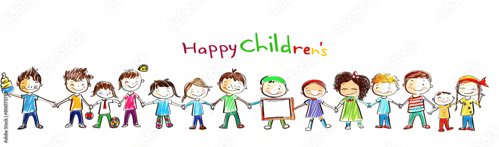 Global Celebration of Children's Day. Illustration Featuring Happy Children Enjoying Fun and Togetherness, Promoting Education and Friendship in a Colourful and Joyful Event Global Celebration of Children's Day. Illustration Featuring Happy Children Enjoying Fun and Togetherness, Promoting Education and Friendship in a Colourful and Joyful Event
