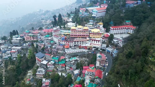Sikkim mountains, Himalayan villages, tea fields, Darjeeling from the air