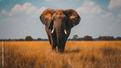 Elephant standing in a field of tall grass © Ananncee Media