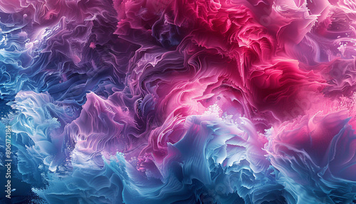 A vibrant clash of magenta and cyan waves  creating a stunning visual explosion that mimics the brilliant colors of a contemporary abstract painting.