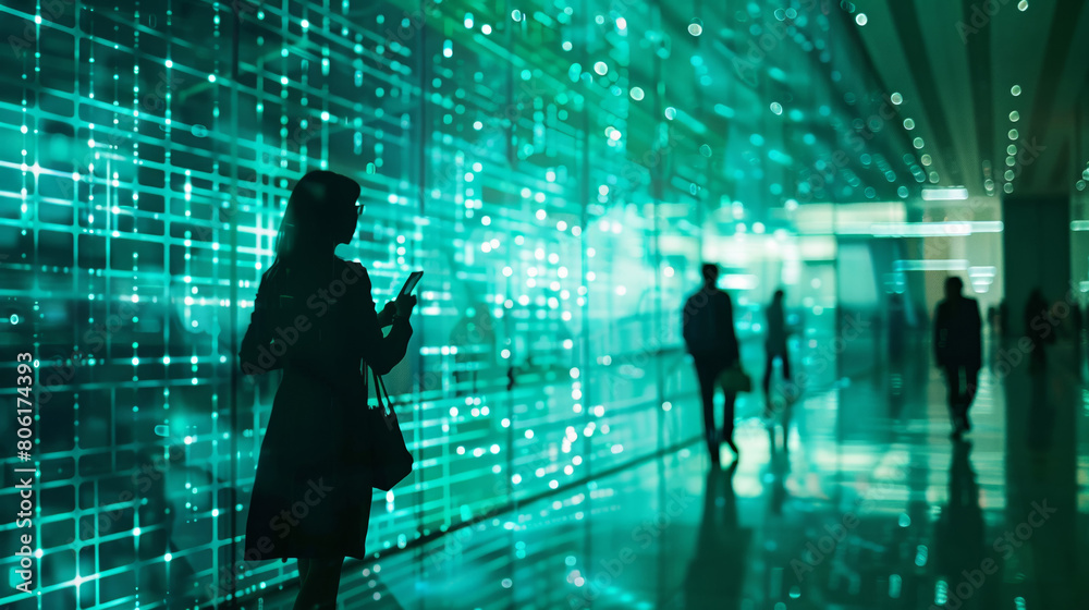 people networking in digital world, communication in cyberspace, silhouette of group of people in futuristic environment, technology concept people networking in digital world, communication in cyberspace, silhouette of group of people in futuristic environment, technology concept
