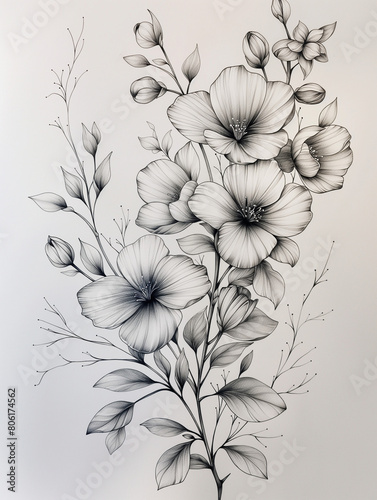 hand drawn floral tatto project