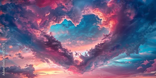 Majestic Valentine Heart Adrift in Dreamy Skies
