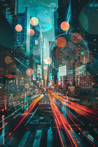 futuristic smart city with digital web network, future in cyberspace, technology sci-fi concept