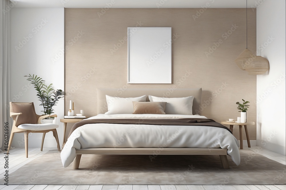 mockup wall art frame portrait bedroom