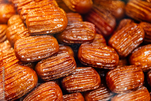 Close up of sweet turkish delishes for sale in a market stall in Istanbul, Turkey. Selective focus © welcomeinside
